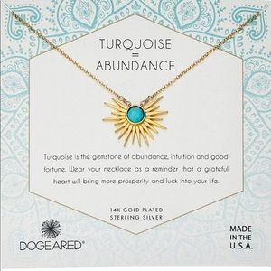 DOGEARED - Torquoise & Gold Sunburst necklace
